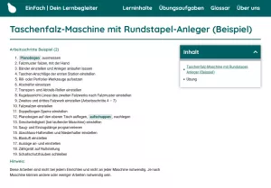 Webseite: Taschenfalz-Maschine mit Rundstapel-Anleger (Beispiel)