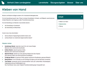 Webseite: Kleben von Hand