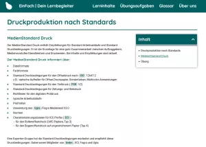 Webseite: Druckproduktion nach Standards