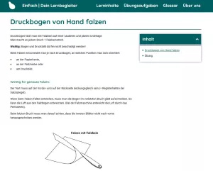Webseite: Druckbogen von Hand falzen