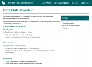 Webseite: Einzelblatt-Broschur