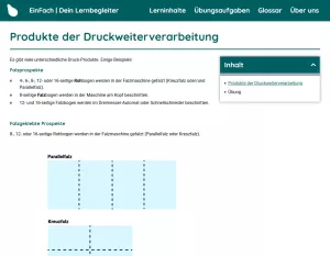 Webseite: Produkte der Druckweiterverarbeitung