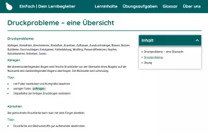 Webseite: Druckprobleme - eine Übersicht