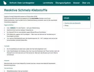 Webseite: Reaktive Schmelz-Klebstoffe
