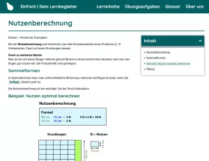 Webseite: Nutzenberechnung