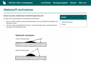 Webseite: Klebstoff-Aufnahme