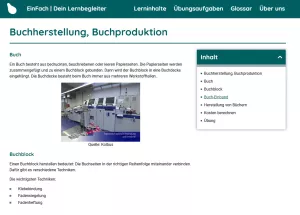 Webseite: Buchherstellung, Buchproduktion