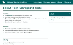Webseite: Einlauf-Tisch (Schrägband-Tisch)