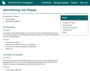 Webseite: Herstellung von Pappe