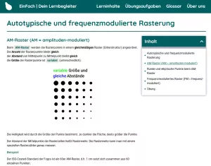 Webseite: Autotypische und frequenzmodulierte Rasterung