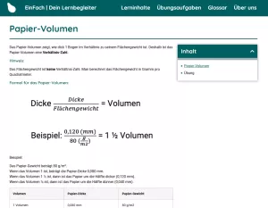 Webseite: Papier-Volumen