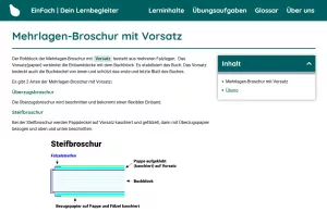 Webseite: Mehrlagen-Broschur mit Vorsatz