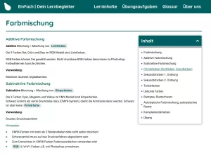 Webseite: Farbmischung