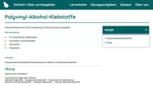Webseite: Polyvinyl-Alkohol-Klebstoffe