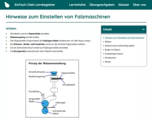 Webseite: Hinweise zum Einstellen von Falzmaschinen