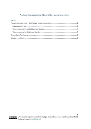 Unterrichtsbaustein: Praxisanleitungssituation: Nachhaltiger Verbandswechsel