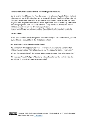 Arbeitsblatt: Szenario Teil C: Ressourcenverbrauch bei der Pflege von Frau Jurić