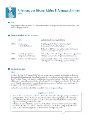 Unterrichtsplanung: Meine Erfolgsgeschichte: Anleitung zur Übung