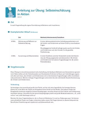 Unterrichtsplanung: Selbsteinschätzung in Aktion: Anleitung zur Übung