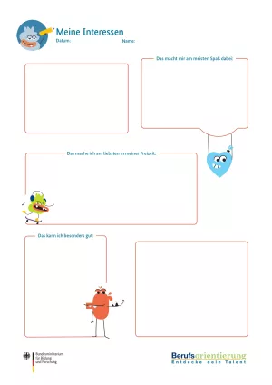 Arbeitsblatt: Meine Interessen: Arbeitsblatt