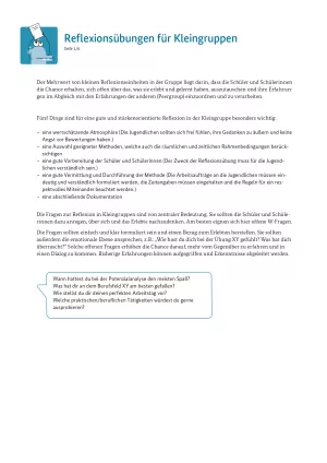 Unterrichtsplanung: Reflexionsübungen für Kleingruppen