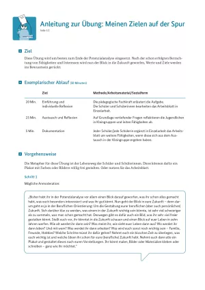 Unterrichtsplanung: Meinen Zielen auf der Spur: Anleitung zur Übung