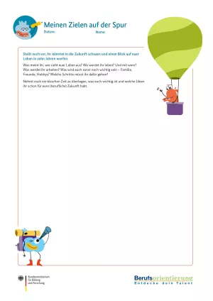 Arbeitsblatt: Meinen Zielen auf der Spur: Arbeitsblatt