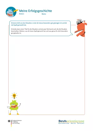 Arbeitsblatt: Meine Erfolgsgeschichte: Arbeitsblatt