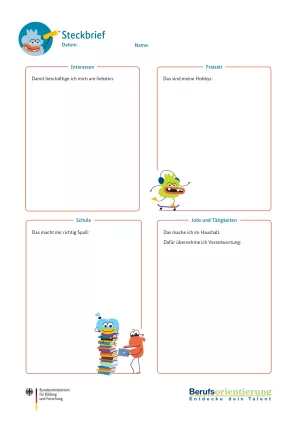 Arbeitsblatt: Steckbrief: Arbeitsblatt