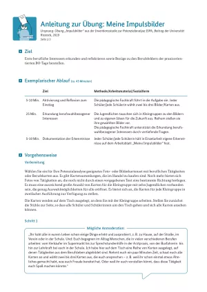 Unterrichtsplanung: Meine Impulsbilder: Anleitung zur Übung