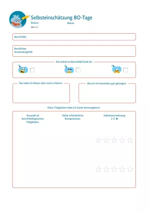 Arbeitsblatt: Selbsteinschätzung BO-Tage (Schüler/in)