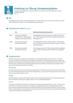 Unterrichtsplanung: Kompetenzplakate: Anleitung zur Übung