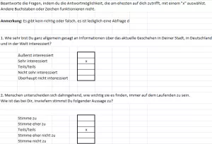 Unterrichtsbaustein: Welcher Nachrichtentyp bist du? | Fragebogen für Lernende (Excel)