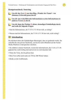 Arbeitsblatt: Kompetenzcheck Fake News „Die springende Seekuh“