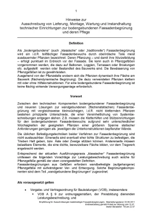 Broschuere: Muster-LV Bodengebundene Begrünung