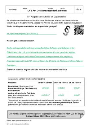 Unterrichtsbaustein: 8.1 Abgabe von Alkohol an Jugendliche (Lösung)