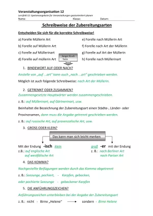 Unterrichtsbaustein: 12.1 Schreibweise der Zubereitungsarten (Lösung)