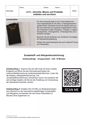 Unterrichtsbaustein: 6.1 Gruppe 3: Zusatzstoff- und Allergenkennzeichnung