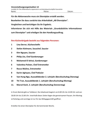 Unterrichtsbaustein: 14.1 Handlungsauftrag Dienstplan