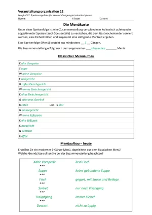 Unterrichtsbaustein: 12.1 Die Menükarte: Menüaufbau (Lösung)