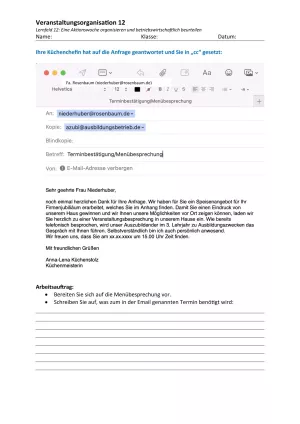 Unterrichtsbaustein: 12.1 Menübesprechung: Vorbereitung