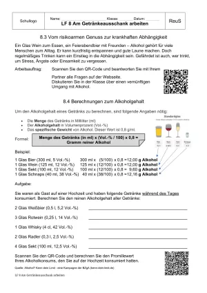 Unterrichtsbaustein: 8.1 Alkoholselbsttest und Berechnung des Alkoholgehalts