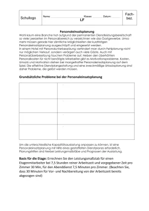 Unterrichtsbaustein: 11.1 Personaleinsatzplanung (Lösung)