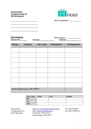 Unterrichtsbaustein: 6.3 Formular Hotelrechnung