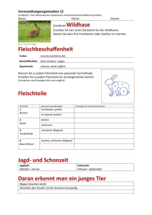 Unterrichtsbaustein: 12.1 Steckbrief Wildhase (Lösung)
