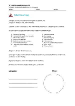 Unterrichtsbaustein: 8.3 Checkliste Fischzubereitung