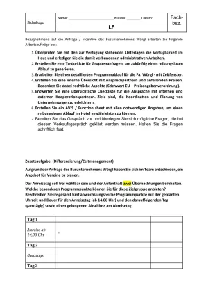 Unterrichtsbaustein: 10.1 Incentive-Anfrage: Arbeitsaufträge