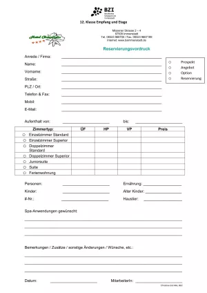 Unterrichtsbaustein: 6.1 Reservierungsformular