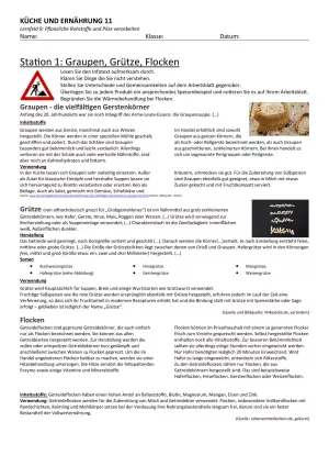 Unterrichtsbaustein: 9.2 Getreideprodukte: Infotexte zum Lernen in Stationen