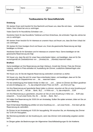 Unterrichtsbaustein: 7.2 Textbausteine für Geschäftsbriefe